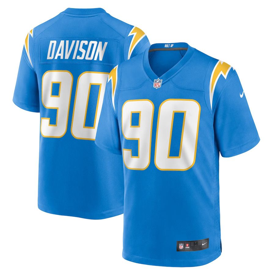 Men Los Angeles Chargers 90 Tyeler Davison Nike Powder Blue Home Game Player NFL Jersey